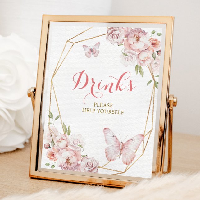 Póster Elegante Oro Floral Rosa Mis Quince Bebidas (Subido por el creador)