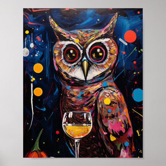Póster Elegante Owl Martini Poster por Ryan Shava | Neo-E (Frente)