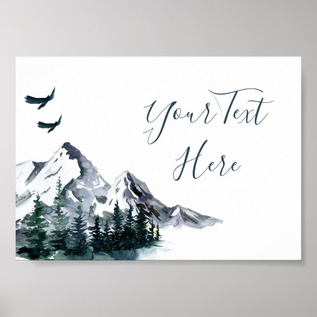 Póster Elegante paisaje de las montañas acuáticas (Frente)
