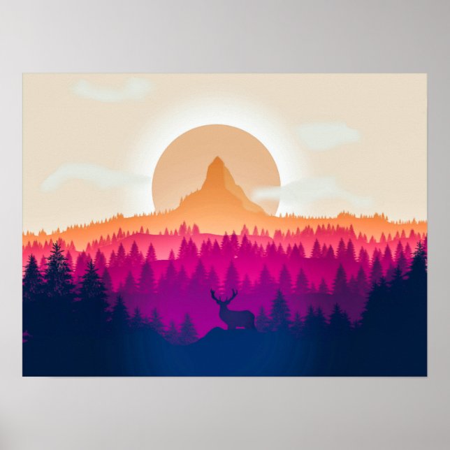 Póster Elegante paisaje eclipse | POSTER (Frente)