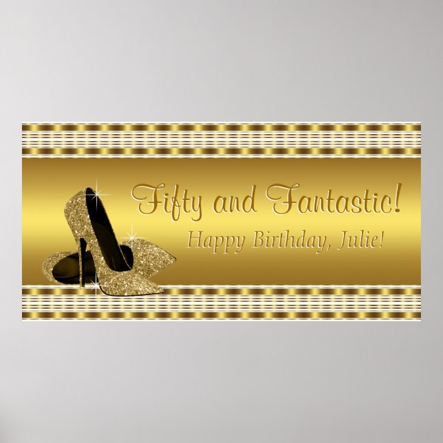 Póster Elegante pancarta de cumpleaños con tacón alto de  (Frente)