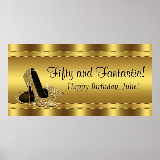 Póster Elegante pancarta de cumpleaños con tacón alto de  (Frente)