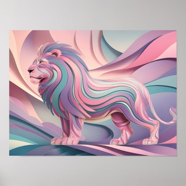 Póster Elegante Papel de fondo de escritorio para el león (Frente)