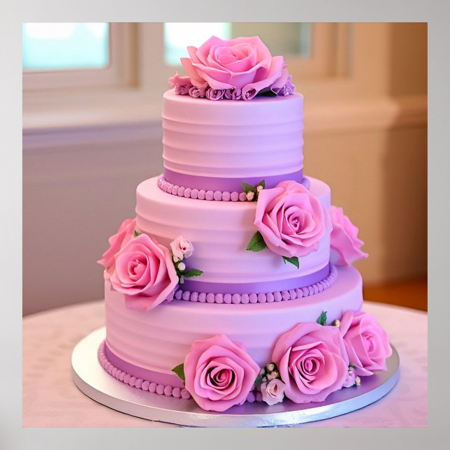 Póster Elegante pastel Boda de tres niveles (Frente)