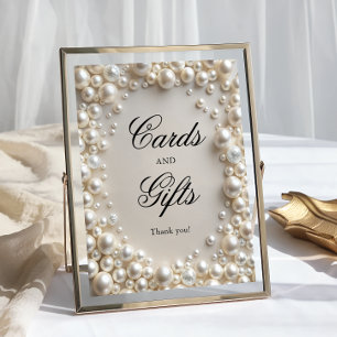 Póster Elegante Pastel Pearls Bow Tarjetas y Regalos