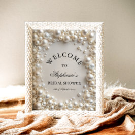 Póster Elegante Pastel Pearls Bridal Shower Bienvenida