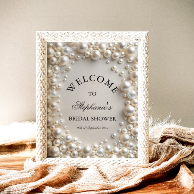 Póster Elegante Pastel Pearls Bridal Shower Bienvenida (Subido por el creador)