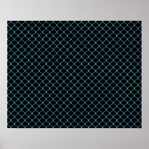 Póster Elegante patrón de cadena de cerca azul teal moder
