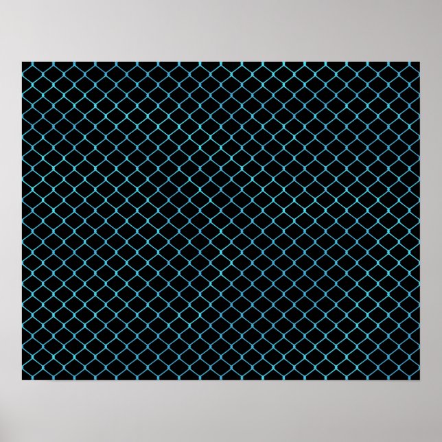 Póster Elegante patrón de cadena de cerca azul teal moder (Frente)