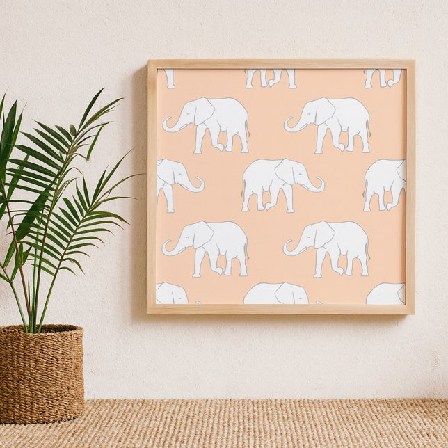 Póster Elegante patrón de elefante blanco sobre suave pas (Subido por el creador)