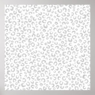 Póster Elegante patrón de leopardo Purpurina plateado