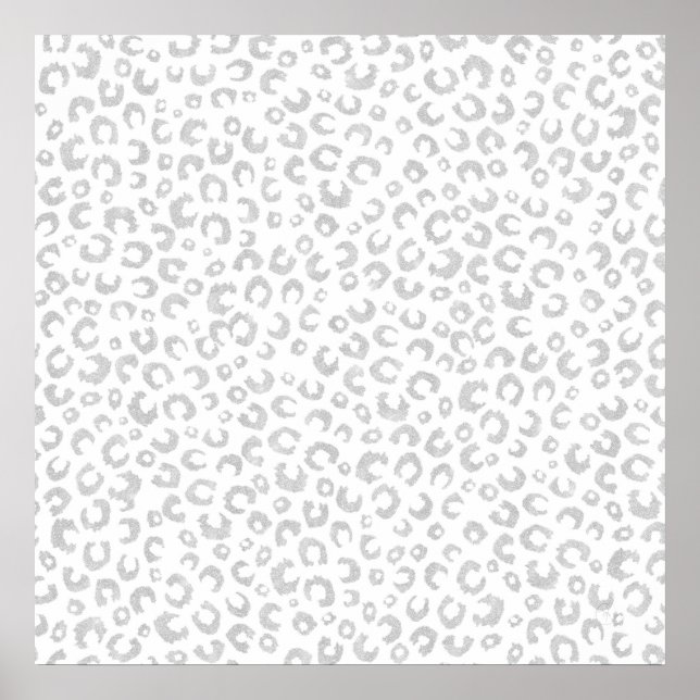 Póster Elegante patrón de leopardo Purpurina plateado (Frente)