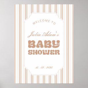 Póster Elegante patrón de rayas marrón chocolate para bab