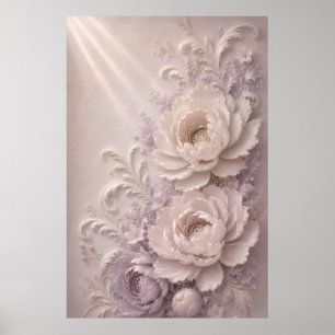 Póster Elegante patrón de rosa estampada en lavanda