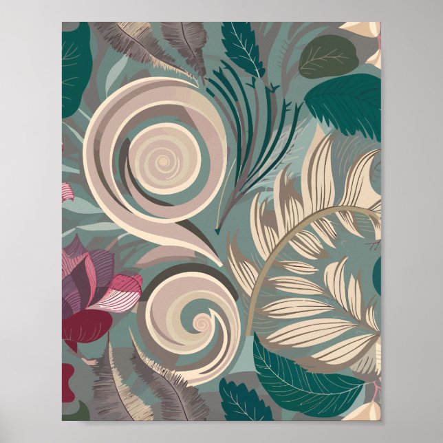 Póster Elegante patrón floral botánico (Frente)