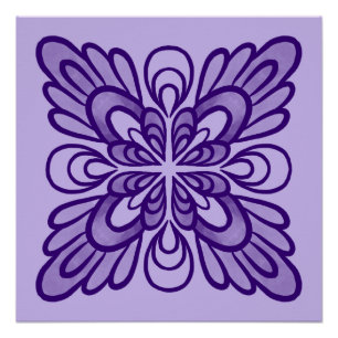 Póster Elegante patrón floral geométrico púrpura