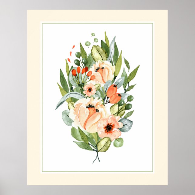 Póster Elegante Peach Orchards Flowers Bunch (Frente)