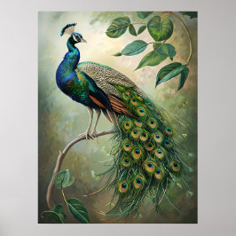 Póster Elegante Peacock Botanic Wall Art Print