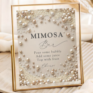 Póster Elegante Pearl Bridal Shower Mimosa Bar