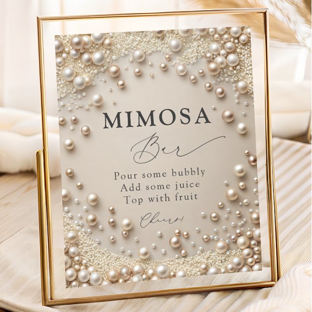 Póster Elegante Pearl Bridal Shower Mimosa Bar (Subido por el creador)