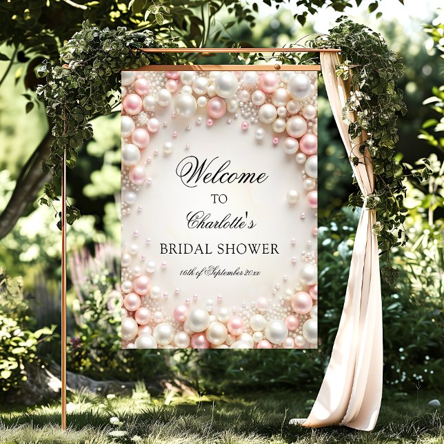 Póster Elegante Pearls Bridal Shower Bienvenida (Subido por el creador)