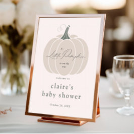 Póster Elegante pequeña calabaza blanca Baby Shower de Ot