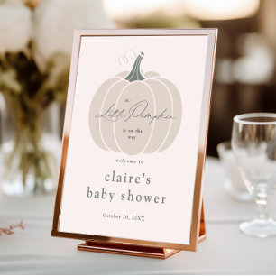 Póster Elegante pequeña calabaza blanca Baby Shower de Ot