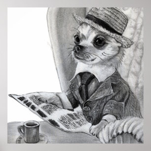 Póster Elegante periódico de lectura chihuahua