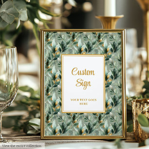 Póster Elegante Personalizado Boda de Eucalipto de Oro Ve