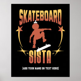 Póster Elegante Personalizado de Skateboarding SISTA Afro