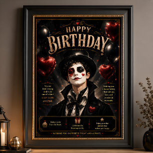 Póster Elegante Pierrot Negro y Blanco