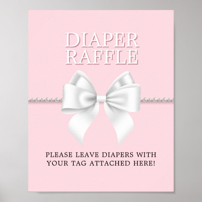 Póster Elegante Pink Tiffany Baby Shower Diaper Raffle (Frente)