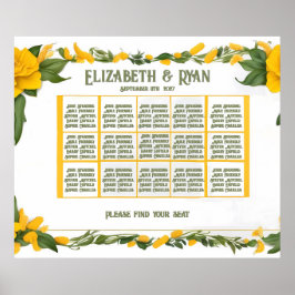 Póster Elegante plan de mesa de Boda de marfil e invitaci