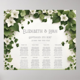 Póster Elegante Plan de Mesa de Boda Ivy e Invitaciones