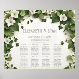 Póster Elegante Plan de Mesa de Boda Ivy e Invitaciones