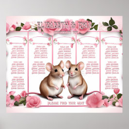 Póster Elegante plan de mesa Rosa Boda rosa