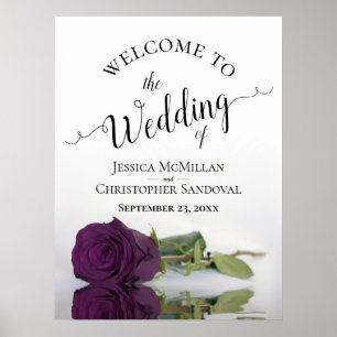 Póster Elegante Plum Purple Rosa Elegante Bienvenida Boda