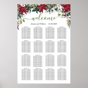 Póster Elegante Poinsettia 16 Mesas Boda SESIÓN GRÁFICO