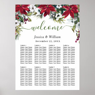 Póster Elegante Poinsettia 8 mesas Boda SILENCIO