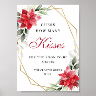 Póster Elegante Poinsettia Adivinan Cuántas Duchas Bridal