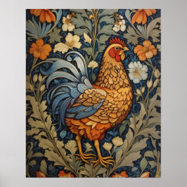 Póster Elegante Pollo William Morris Inspirado en Floral