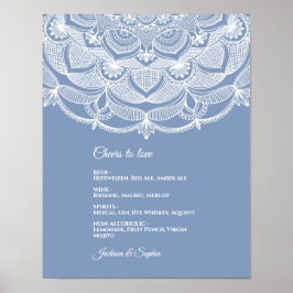 Póster Elegante polvoriento azul encaje mandala clásico