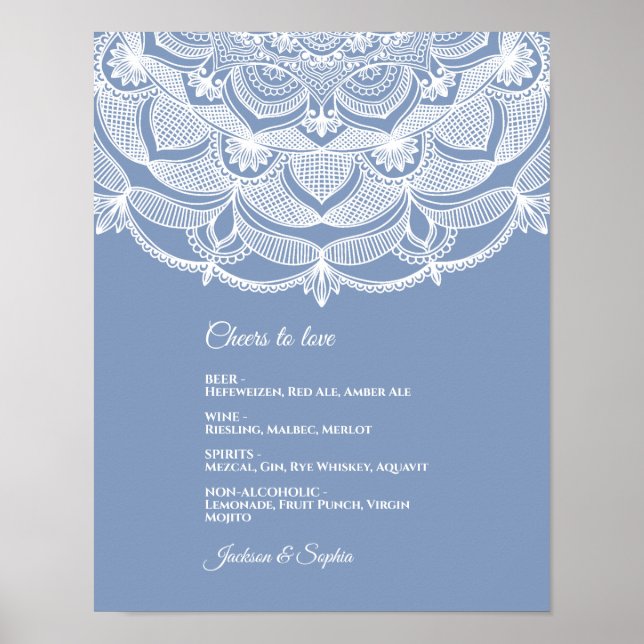 Póster Elegante polvoriento azul encaje mandala clásico (Frente)
