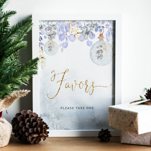 Póster Elegante polvoriento follaje de invierno azul Favo