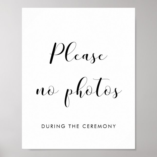 Póster Elegante Por favor, no fotos seña boda (Frente)