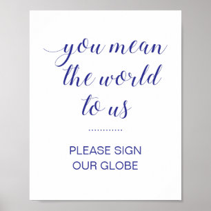 Póster Elegante Por Favor Rótulo A Nuestro Boda Azul De L