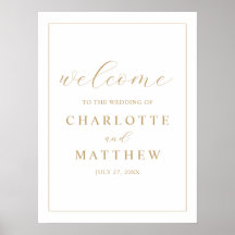 Elegante Poster Boda de bienvenida dorada