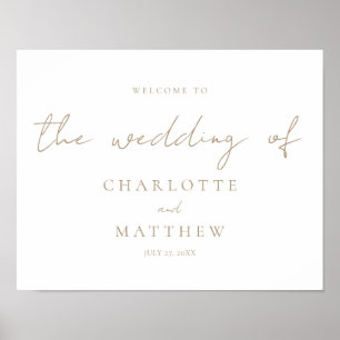 Póster Elegante Poster Boda de la caligrafía de oro