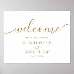 Póster Elegante Poster Boda de la caligrafía de oro