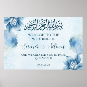 Póster Elegante Poster Boda musulmana de bienvenida azul